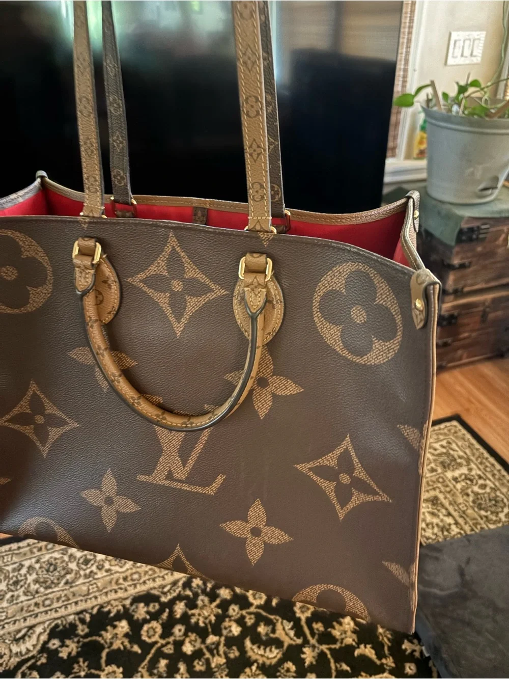Louis Vuitton OTG GM Reverse Tote with Red Interior